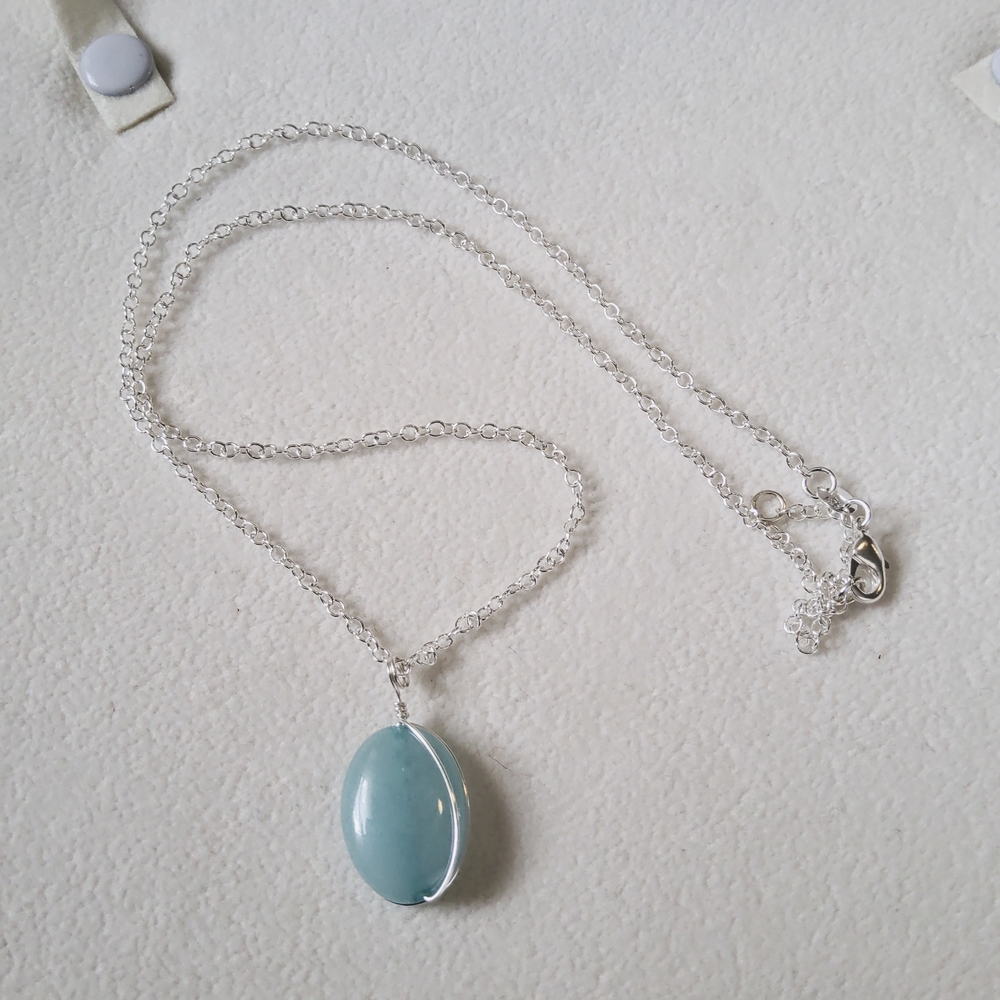 Sterling Silver Aquamarine Necklace 18"